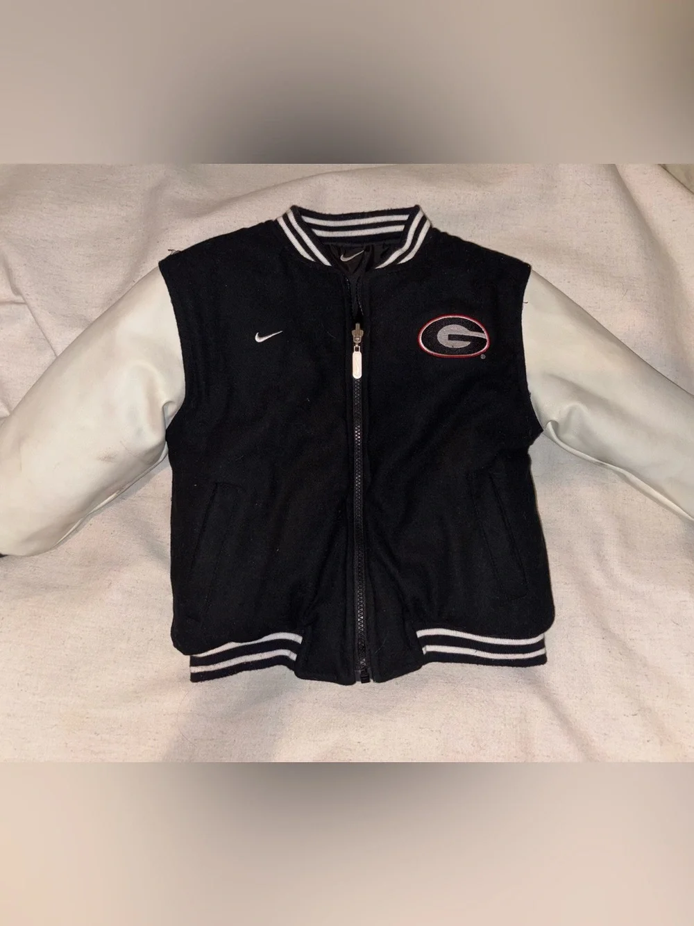 REVERSIBLE! Nike Black Kids' GA Bulldogs Puffer Bomber Jacket/Letterman style